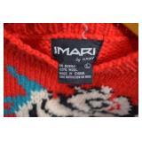 Imari by Dray Red Wool Rose Print Sweater Large