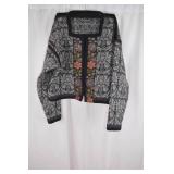 Oleana Norwegian Story Floral Wool Cardigan Sweater Medium
