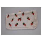 L. S. Ayres Beaded Clutch Purse with Strawberry Motif, Made in Belgium