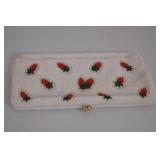 L. S. Ayres Beaded Clutch Purse with Strawberry Motif, Made in Belgium