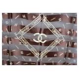 Chanel Brown Polyester Scarf 38x38 Made in France