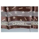Chanel Brown Polyester Scarf 38x38 Made in France