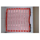 Red and White Patterned Silk Scarf, 38 x 38 in