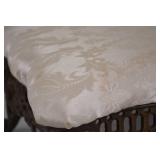 Victorian Cast Iron Footstool with Cream Damask Upholstery