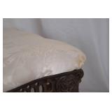 Victorian Cast Iron Footstool with Cream Damask Upholstery