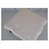 Victorian Cast Iron Footstool with Cream Damask Upholstery