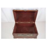 Vintage Hand-Painted Floral Dome Top Wooden Chest