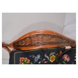 Wicker Armchair with Embroidered Floral Cushions