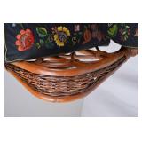 Wicker Armchair with Embroidered Floral Cushions