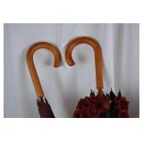 Vintage Wrought Iron Umbrella Stand with Three Umbrellas