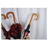Vintage Wrought Iron Umbrella Stand with Three Umbrellas