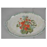 Strawberry Motif Ceramic Serving Tray with Handles