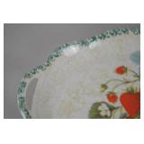 Strawberry Motif Ceramic Serving Tray with Handles