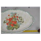 Strawberry Motif Ceramic Serving Tray with Handles