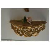 Ornate Gold Wall Mirror and Shelf Set