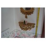 Ornate Gold Wall Mirror and Shelf Set