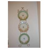Pastel Rose Accent Plates with Gold Tone Wall Rack