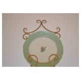 Pastel Rose Accent Plates with Gold Tone Wall Rack