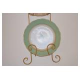 Pastel Rose Accent Plates with Gold Tone Wall Rack