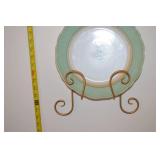 Pastel Rose Accent Plates with Gold Tone Wall Rack