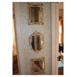 Set of 3 Ornate Gold-Tone Vintage Wall Mirrors