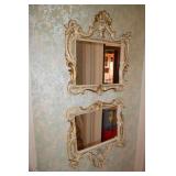 Pair of Ornate Gold and Cream Wall Mirrors, 23in x 18in Each
