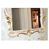 Pair of Ornate Gold and Cream Wall Mirrors, 23in x 18in Each
