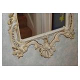 Pair of Ornate Gold and Cream Wall Mirrors, 23in x 18in Each