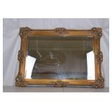 Vintage Ornate Gold Gilt Wall Mirror with Floral Frame, Approx. 32x39 in