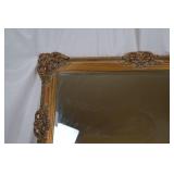 Vintage Ornate Gold Gilt Wall Mirror with Floral Frame, Approx. 32x39 in