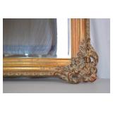 Vintage Ornate Gold Gilt Wall Mirror with Floral Frame, Approx. 32x39 in