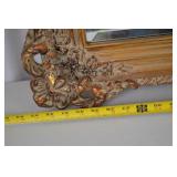 Vintage Ornate Gold Gilt Wall Mirror with Floral Frame, Approx. 32x39 in