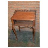 Vintage Ornate Carved Wood Side Table with Claw Feet