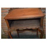Vintage Ornate Carved Wood Side Table with Claw Feet