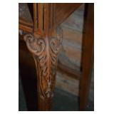 Vintage Ornate Carved Wood Side Table with Claw Feet