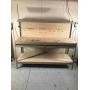 Metal framed work bench with 2 drawers, shelf and peg board on the back