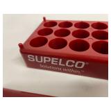 Lot of 6 - Supelco 2-3201 Red Polypropylene Space-Saver 17mm Vial Storage Racks - Great for Small Parts Sorting