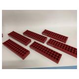 Lot of 6 - Supelco 2-3201 Red Polypropylene Space-Saver 17mm Vial Storage Racks - Great for Small Parts Sorting