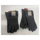 Two Pairs of NEW Majestic 3364 Black Chemical Resistant Double-Dipped PVC Gloves with Sand Finish