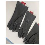 Two Pairs of NEW Majestic 3364J Black Chemical Resistant Double-Dipped PVC Gloves with Sand Finish