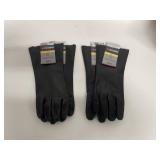 Two Pairs of NEW Majestic 3364J Black Chemical Resistant Double-Dipped PVC Gloves with Sand Finish