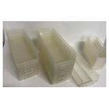 Lot of 24 Quantum Systems Plastic Storage Bins / Semi-Transparent Organizers