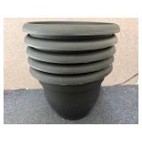 5 Black Planter Pots