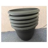 5 Black Planter Pots