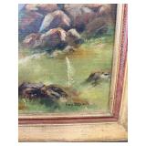 Vintage Landscape Oil On Canvas w/ Woman Signed Inez Pottsmith