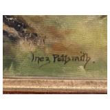 Vintage Landscape Oil On Canvas w/ Woman Signed Inez Pottsmith