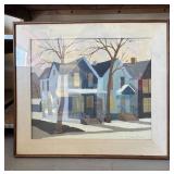 Mid Century Oil on Canvas Chicago City Scape Signed NORBERT SMITH