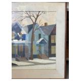 Mid Century Oil on Canvas Chicago City Scape Signed NORBERT SMITH