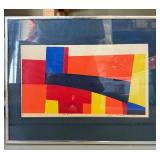 Vintage Signed & Numbered Delmos Hickmott Geometric Print dated 1972