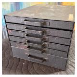 Vintage Parts File Cabinet w/ Vintage Type Set